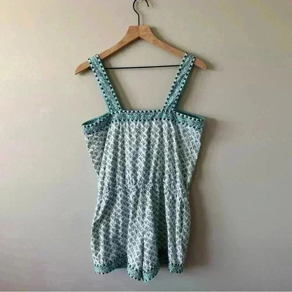 Vineyard Vines Blue White Embroidered Tiny Leaves Romper Women's Size S - Picture 2 of 5
